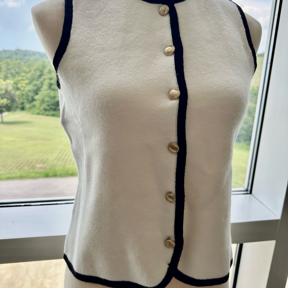 Elegant White and Black Trim Tank Top